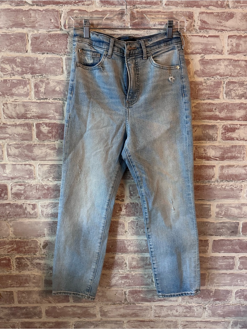 Express Women's Boyfriend Jeans - Washed Blue Denim